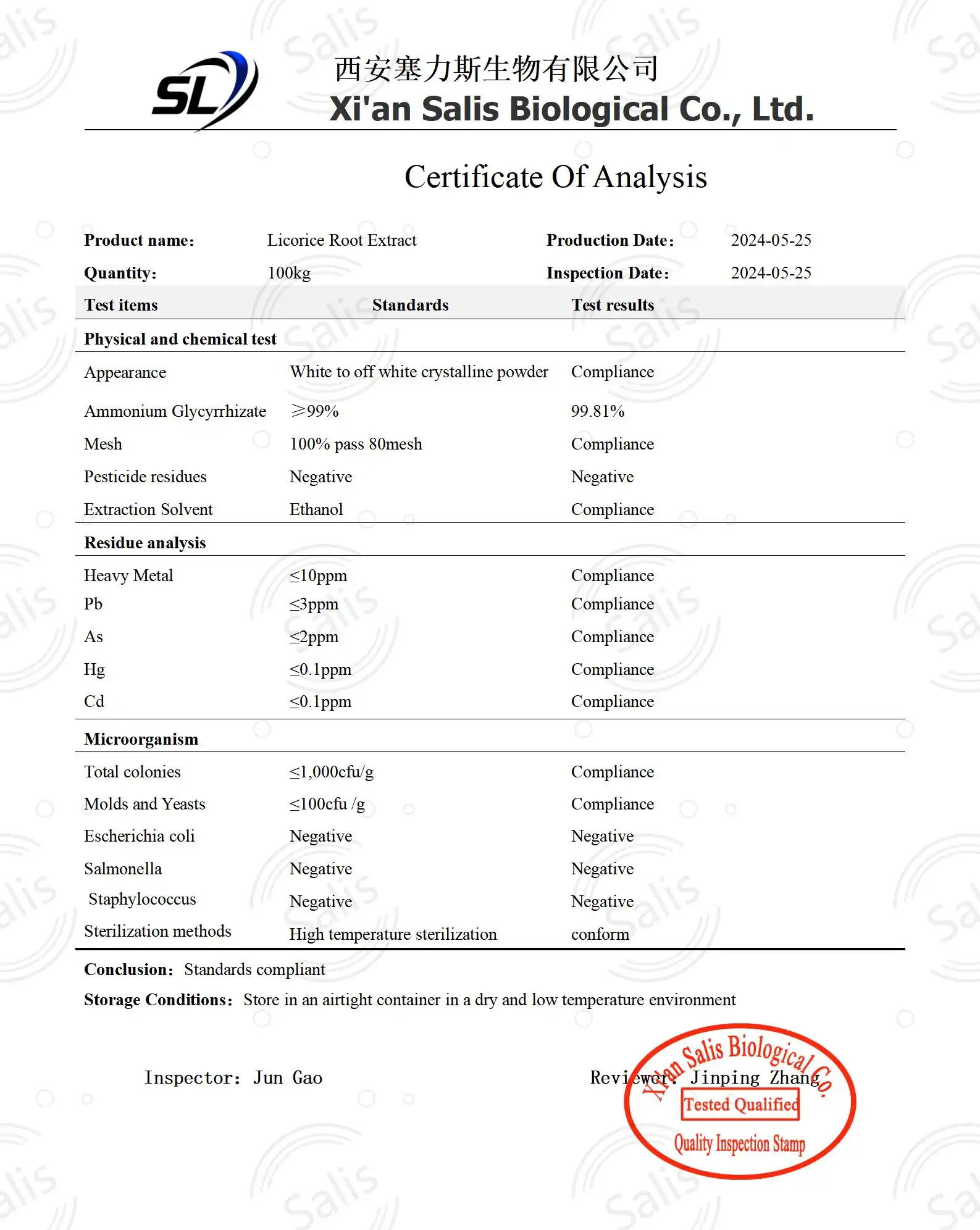 Ammonium Glycyrrhizate  COA Ammonium Glycyrrhizate  COA