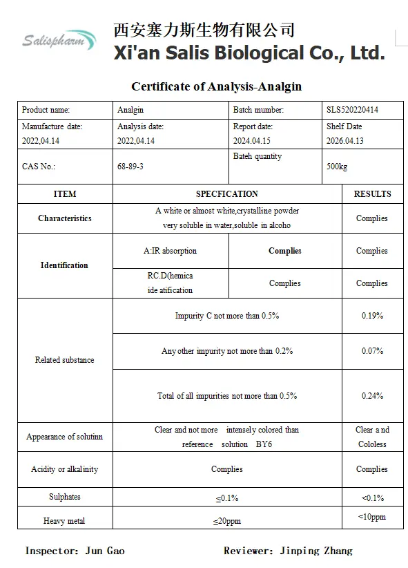 Analgin powder COA Analgin powder COA