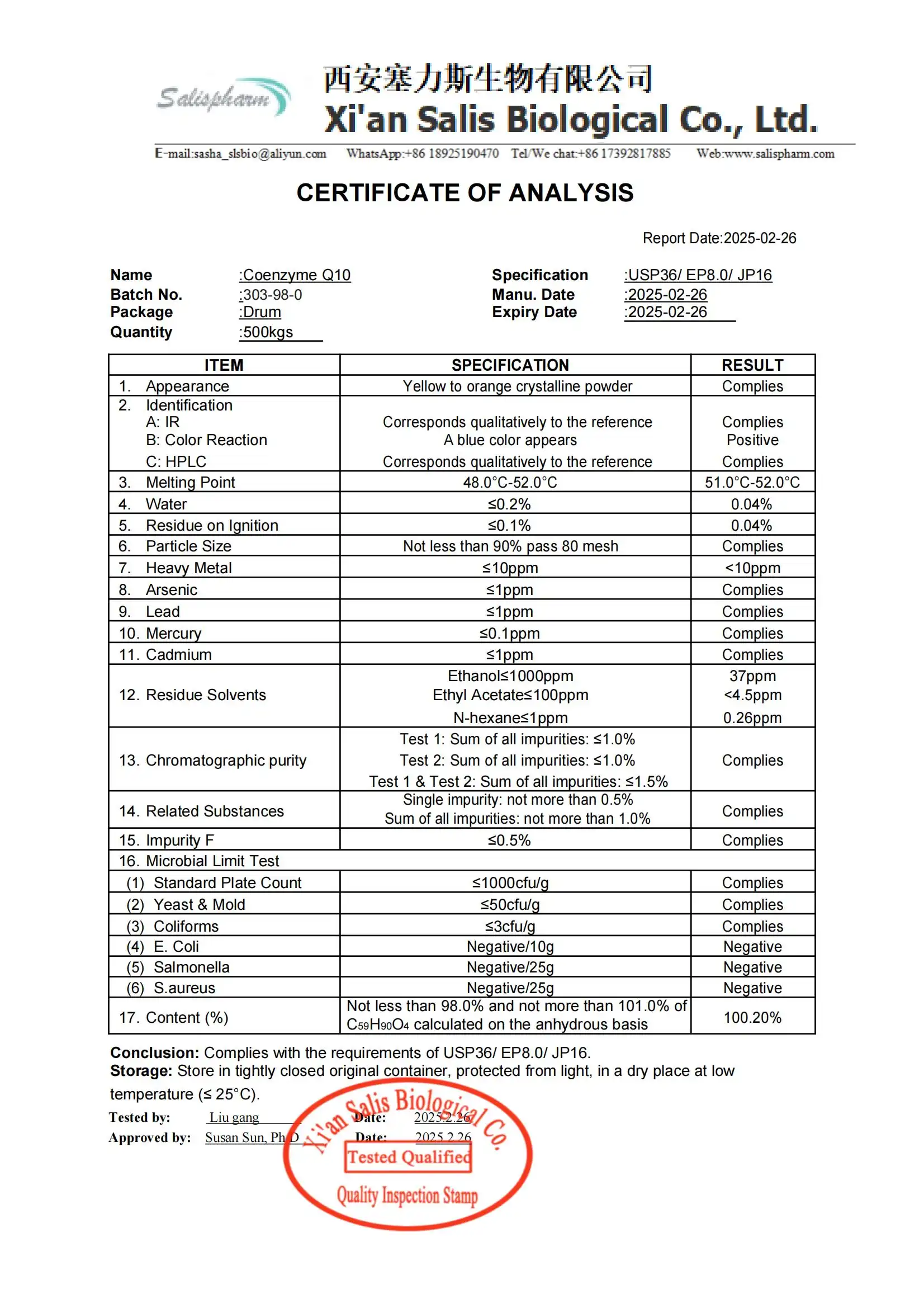 COA--COQ10 /Coenzyme Q10  Powder COA--COQ10 /Coenzyme Q10  Powder