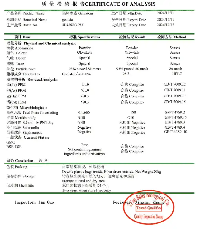 genistein powder COA genistein powder COA